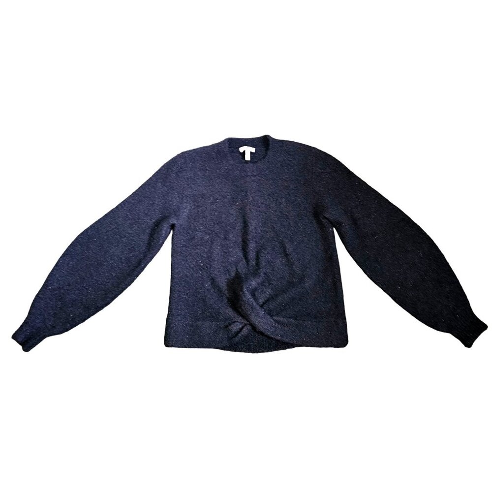 Joie Sweater Women XS Black Metallic Twist Front Volume Sleeve Wool Alpaca Boucl - Picture 3 of 7